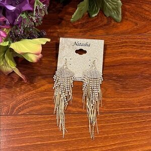Natasha Couture Gold and Silver Tassel Earrings